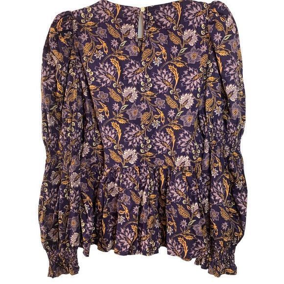 Universal Thread Womens Floral Puff Sleeve Smocked Bodice Blouse Purple Size L - Picture 4 of 7